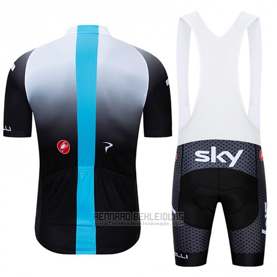 2019 Fahrradbekleidung Sky Wei Shwarz Trikot Kurzarm und Tragerhose